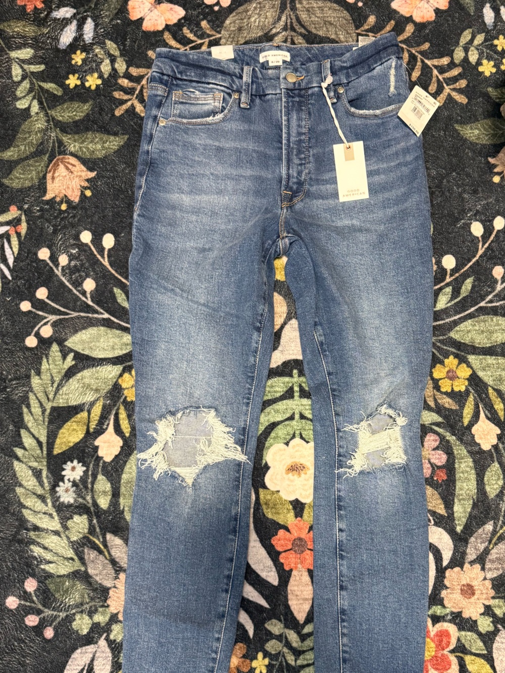 Good American Light Blue Distressed Skinny Jeans
